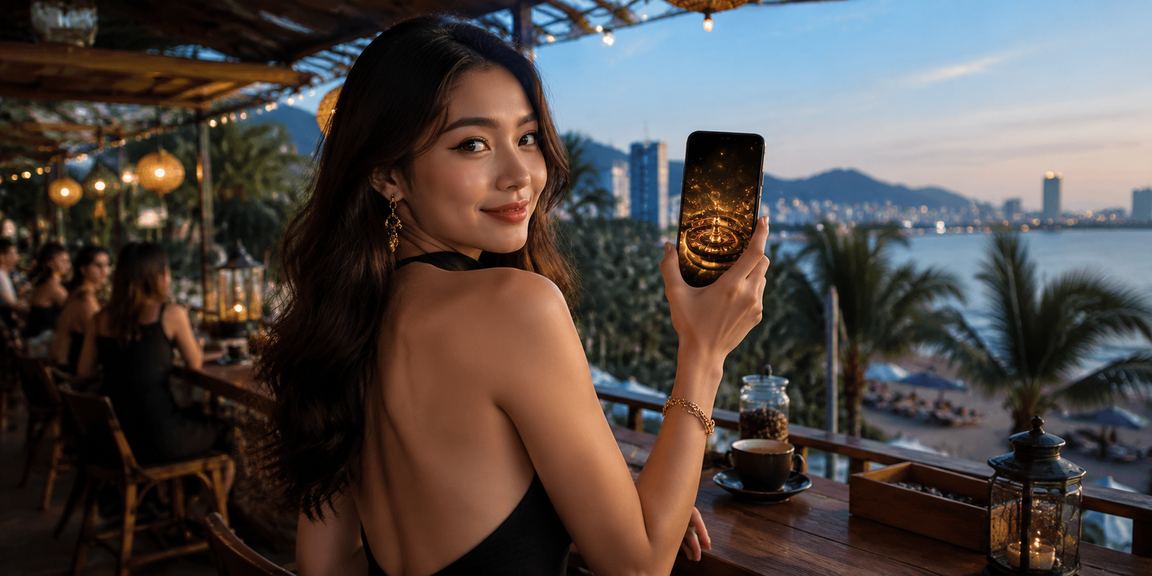 Người dùng tại Hà Nội truy cập nền tảng xsmn30 trên điện thoại bên tách cà phê buổi sáng